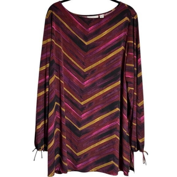 Susan Graver Tops - Susan Graver ~ Women’s Multicolor Chevron Long Sleeve Tunic Top A343065 Size 1X